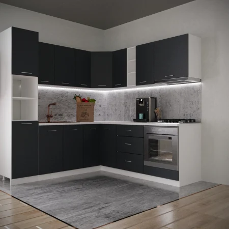 Mobilier Bucatarie - Bucatarie Sena Colt  2.2*2.2 m Antracit