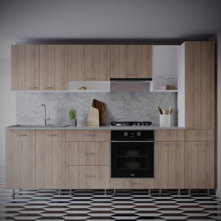 Mobilier Bucatarie - Bucatarie Ramona 2.8m Alb&Sonoma
