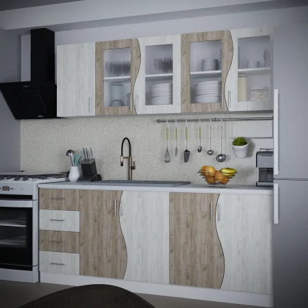 Mobilier Bucatarie - Bucatarie Lorena New 2m Stejar K001&K002