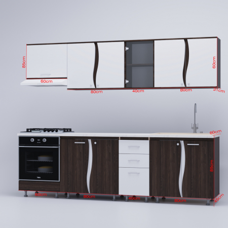 Bucatarie Lorena PAL 2.6m Wenge&Alb [4]
