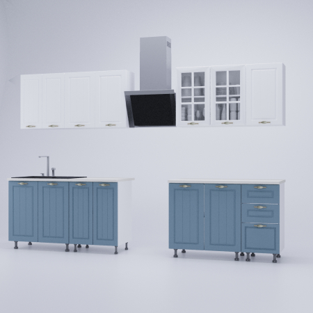Bucatarie Modena MDF 2.6m Alb/Bleu [3]