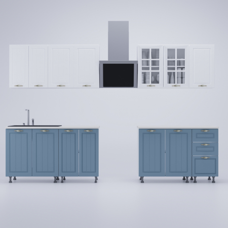 Bucatarie Modena MDF 2.6m Alb/Bleu [2]