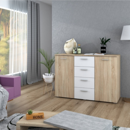 Mobilier Dormitor - Comoda Lileya Sonoma&Alb