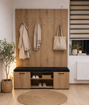 Mobilier Hol - Cuier cu pantofar Natur