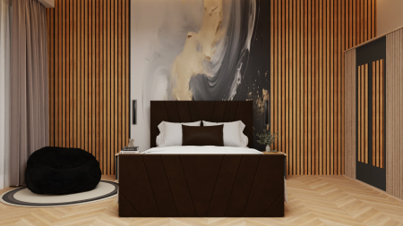 Mobilier Dormitor - Dormitor Dallas Cu Pat Tony Tapitat Maro