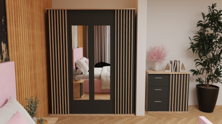 Dormitor Dallas Cu Pat Tony Tapitat Roz [2]