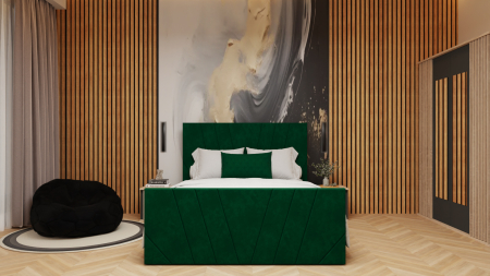 Seturi Dormitor - Dormitor Dallas Cu Pat Tony Tapitat Verde