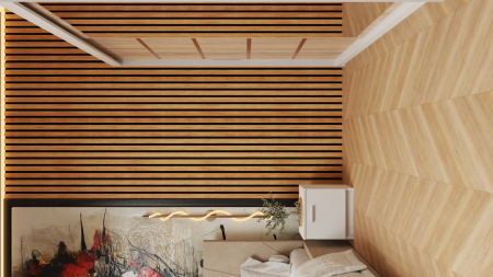 Dormitor Tony Tapitat Stofa Bej cu dulap 200*200 usi glisante Sonoma&Alb, Cu Oglinda, noptiere si comoda [1]