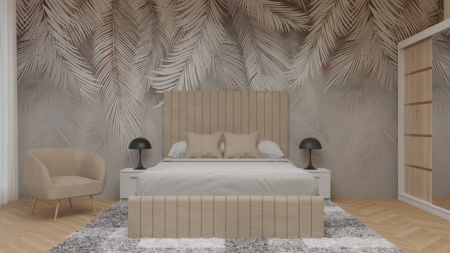 Mobilier Dormitor - Dormitor Cairo Tapitat Dressing 250x200 3 Usi Cu Oglinda Alb&Sonoma