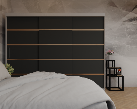 Dormitor: Lotus Pat Tapitat Dressing 250x200 Alb&Antracit 3 Usi [3]