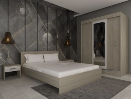 Mobilier Dormitor - Dormitor Masha Dressing 3 Usi Sonoma&Alb