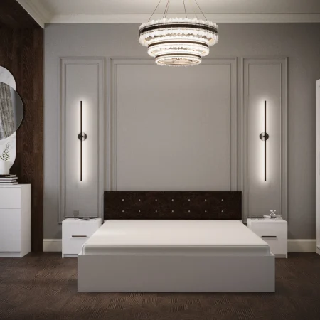 Dormitor Nemira Alb&Wenge Tapitat 4 Usi [1]
