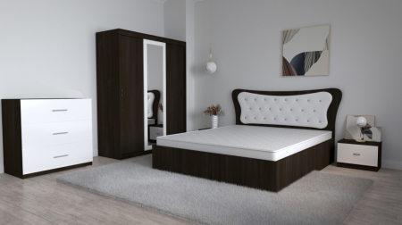 Seturi Dormitor - Dormitor Vista Tapitat Wenge&Alb 3 usi