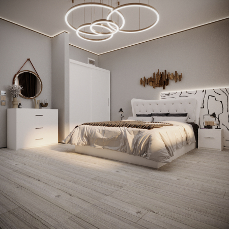 Mobilier Dormitor - Dormitor Vista Tapitat 2 Usi Alb