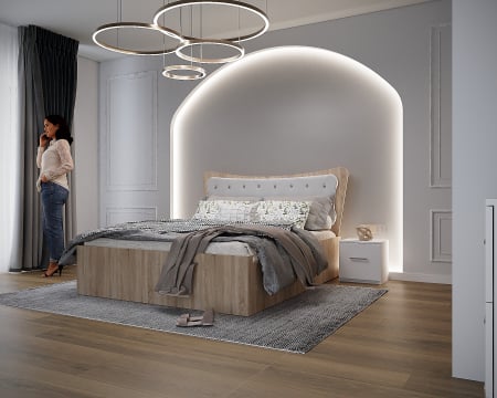 Dormitor Vista Tapitat Alb&Sonoma Dressing 3 usi 250x200 [3]
