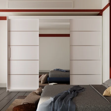 Mobilier Dormitor - Dressing Nordis cu Oglinda Alb