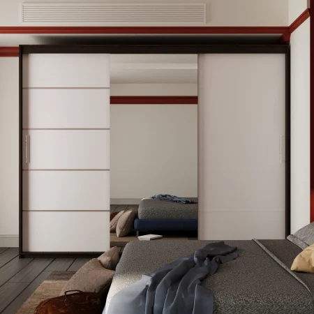 Mobilier Dormitor - Dressing Nordis cu Oglinda Wenge&Alb
