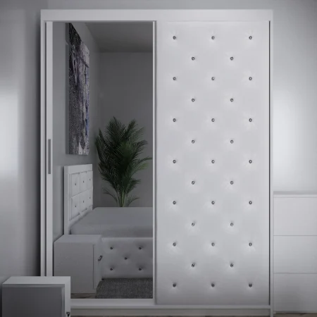 Mobilier Dormitor - Dressing Vista Tapitat cu Oglinda Alb 150*200m