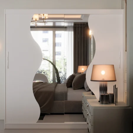 Mobilier Dormitor - Dulap Solara cu Oglinda alb