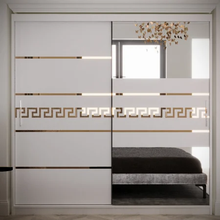 Dulap Venus Gold cu Oglinda Alb 200*200 Dressinguri/Dulapuri - Dulap Venus Gold cu Oglinda Alb 200*200