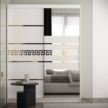 Mobilier Dormitor - Dulap Venus  Gold cu Oglinda Alb