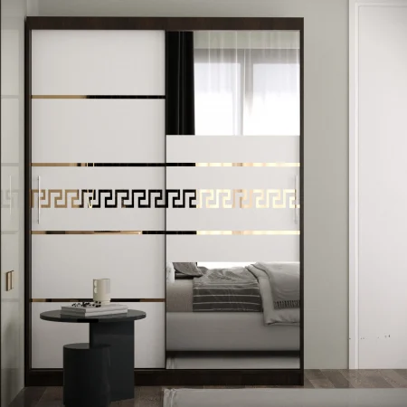 Mobilier Dormitor - Dulap Venus Gold cu Oglinda Wenge&Alb