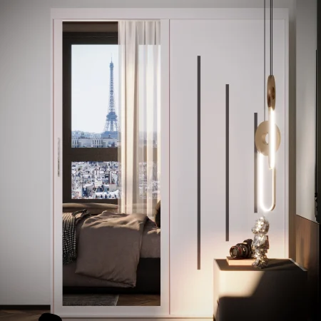 Mobilier Dormitor - Dulap Venus Space cu Oglinda Alb