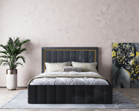 Toate Paturile - Pat Elegance Tapitat Gri 180x200