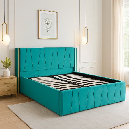 Paturi Tapitate - Pat Eva Tapitat cu Somiera rabatabila