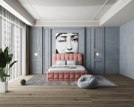 Paturi Tapitate - Pat Regal Tapitat Roz 180x200