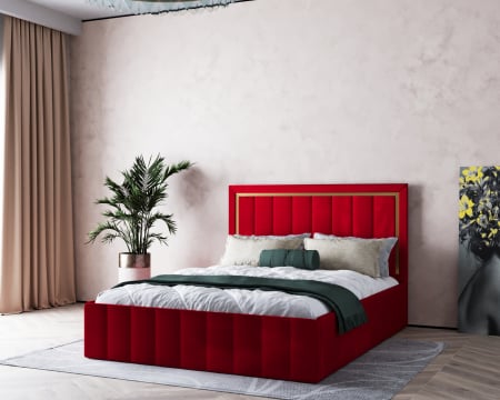 Pat Elegance Tapițat Roșu 140x200 [2]