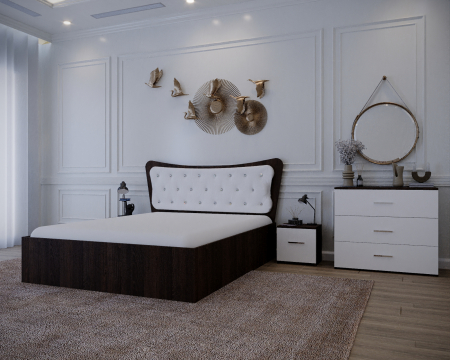 Set Pat Vista Tapitat Wenge&Alb cu Noptiere si Comoda [1]