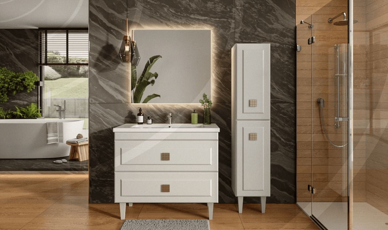 Set Baie Fernand 800 Alb 3 Unitati