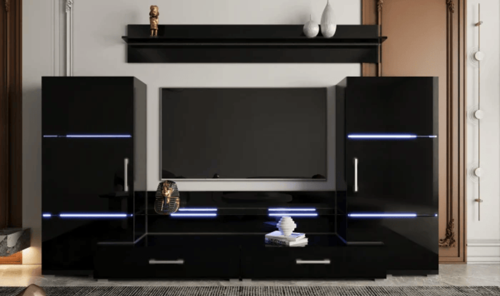 Living Domino MDF Negru Lucios