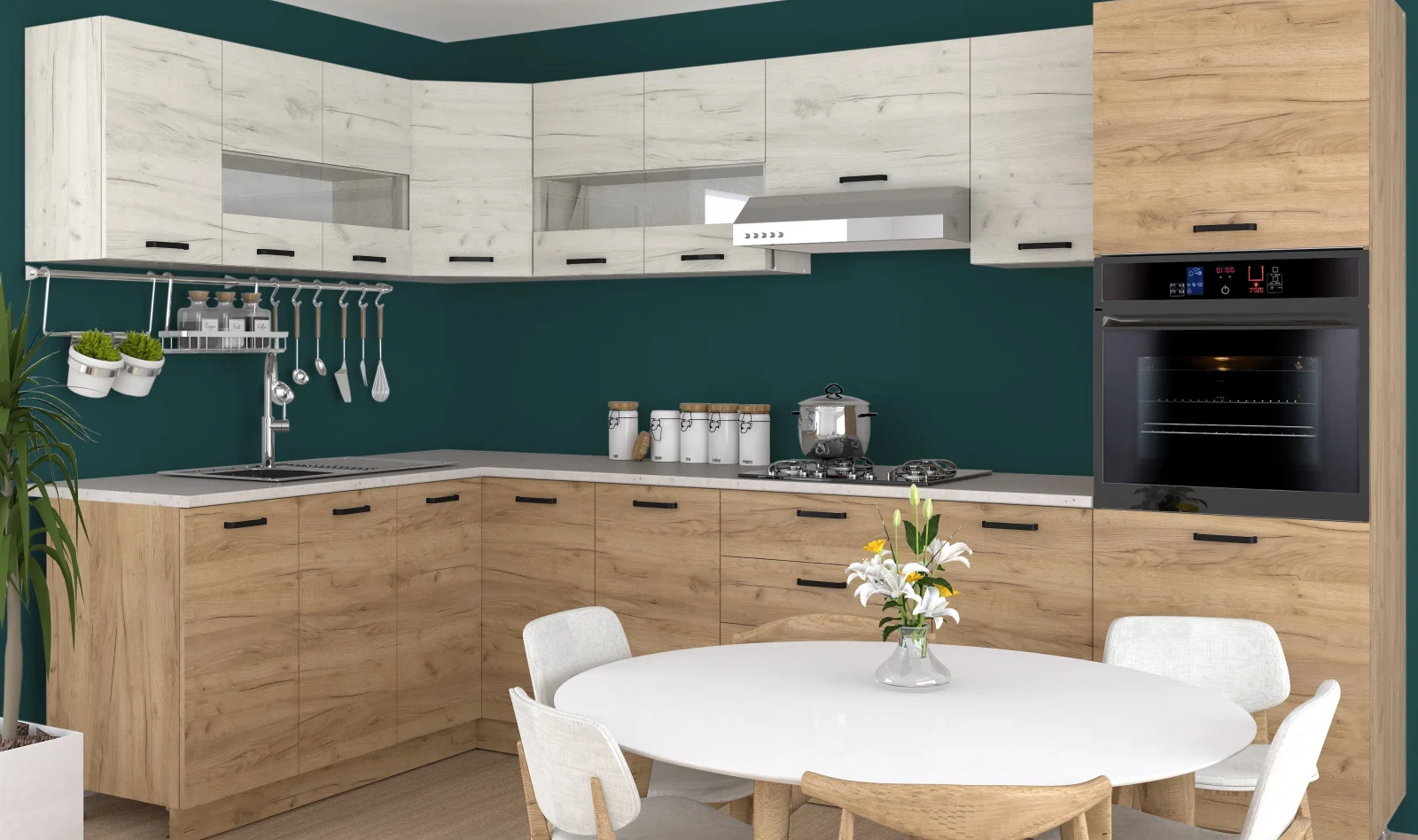 Bucatarie Vio pe colt Stejar