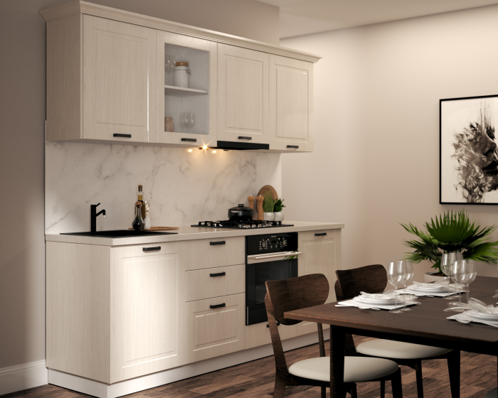 Bucatarie ATHENA 2.44 MDF, 244x223x60cm, lemn alb [15]