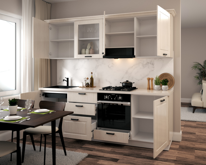 Bucatarie ATHENA 2.44 MDF, 244x223x60cm, lemn alb [16]