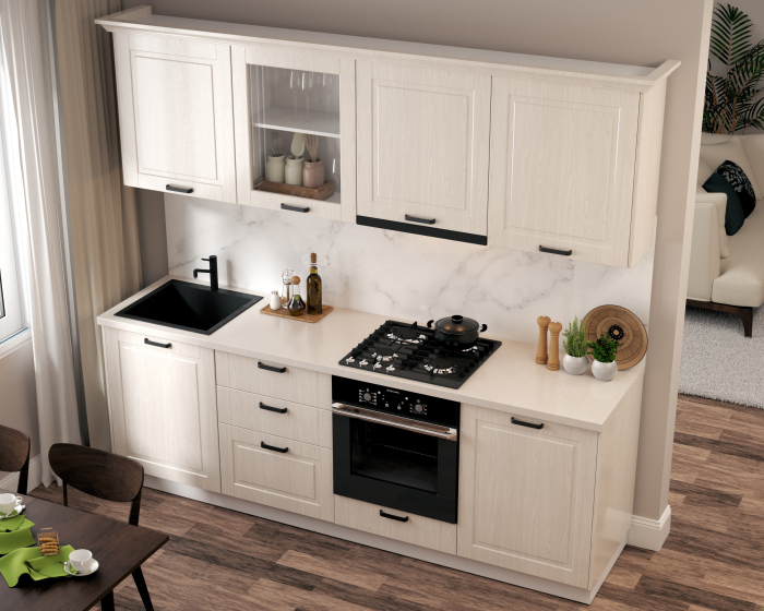 Bucatarie ATHENA 2.44 MDF, 244x223x60cm, lemn alb [17]