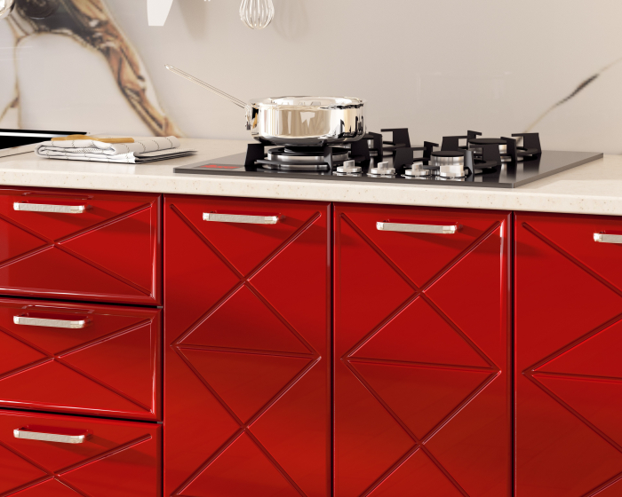 BUCATARIE BOSTON 2.6M MDF ALB/ROSU [5]