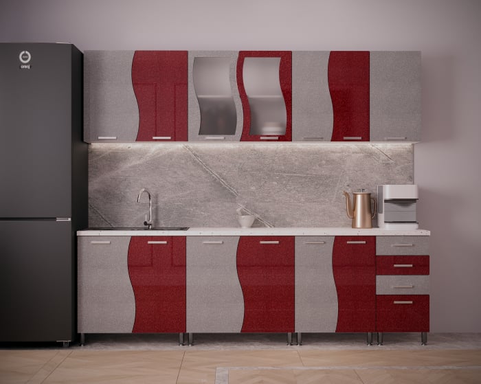 Bucatarie CIP S MDF Rosu Metalizat 2,6m [1]
