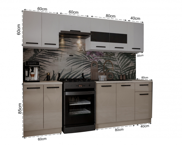 Bucatarie Daria, 240x60x200cm, Alb+Cappuccino [7]