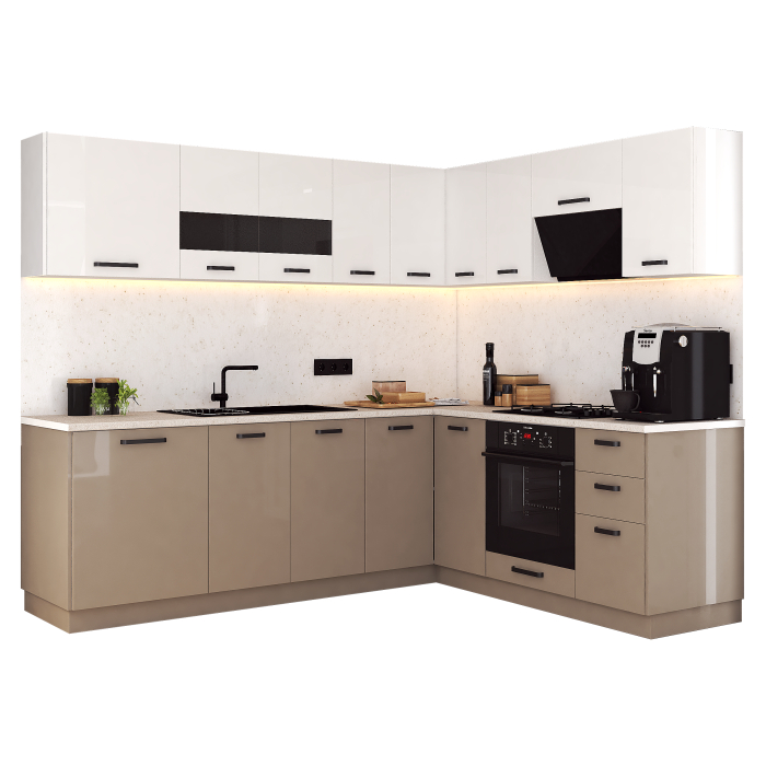 Bucatarie Daria colt V2, Alb+Cappuccino [5]