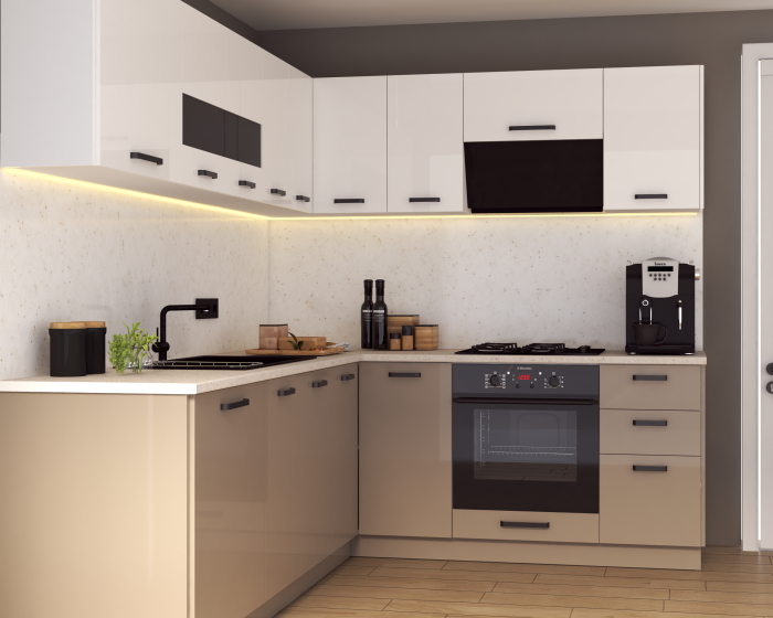 Bucatarie Daria colt V2, Alb+Cappuccino [4]