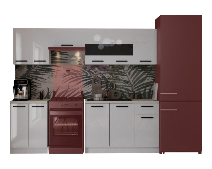 Bucatarie Daria MDF, V1 260x60x200cm, Alb [7]