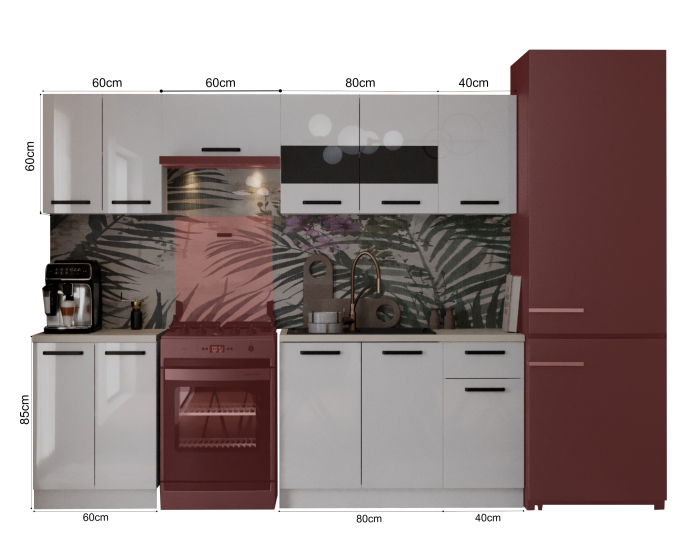 Bucatarie Daria MDF, V1 260x60x200cm, Alb [6]