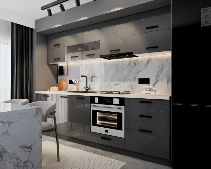 Bucatarie Daria MDF, V1 260x60x200cm,  Antracit [3]