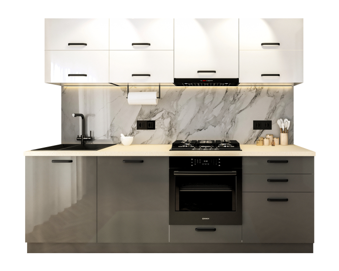 Bucatarie Daria V2, 240x60x200cm, Alb+Antracit [4]