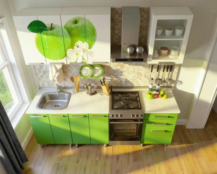 Bucatarie Famp Mar Alb Verde 180x60x200 cm [4]