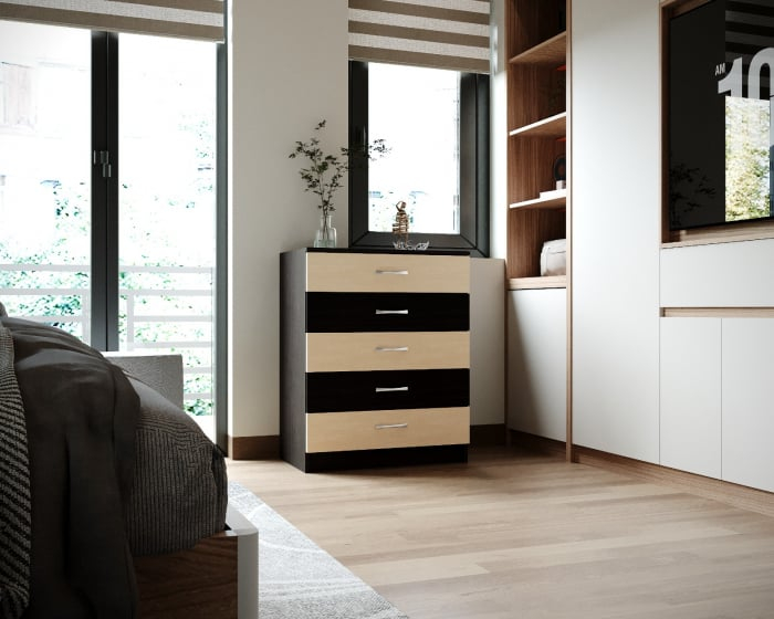 Comoda 5 Sertare Wenge + Mesteacan [4]