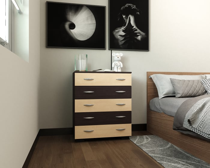 Comoda Alin 5 Sertare Wenge + Mesteacan [3]